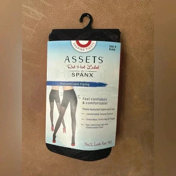 Assets Red Hot Label By Spanx Shaping Tights Textured Zig Zag Size 4 - Picture 1 of 3